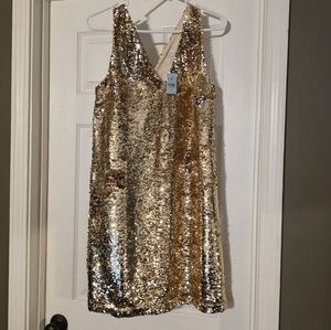 LOFT Gold Sequin Mini Dress